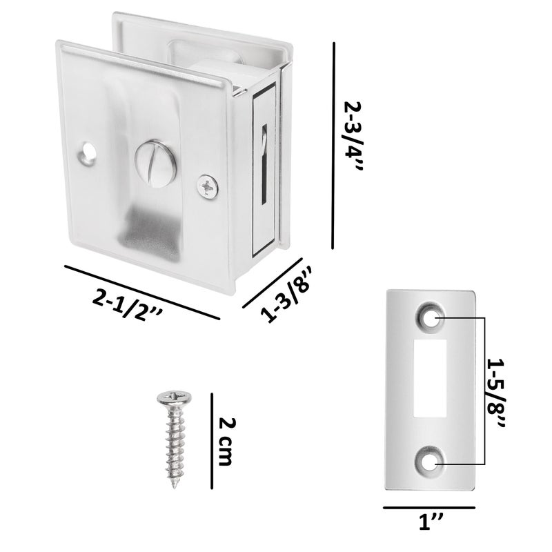 Eco-Fused Pocket Sliding Door Lock - Brushed Nickel Privacy Door Pull with Lock - Reversible - Compatible with Most Doors - Easy Grip - Doors with Thickness 1-3/8    (3.49 cm) - Image 3